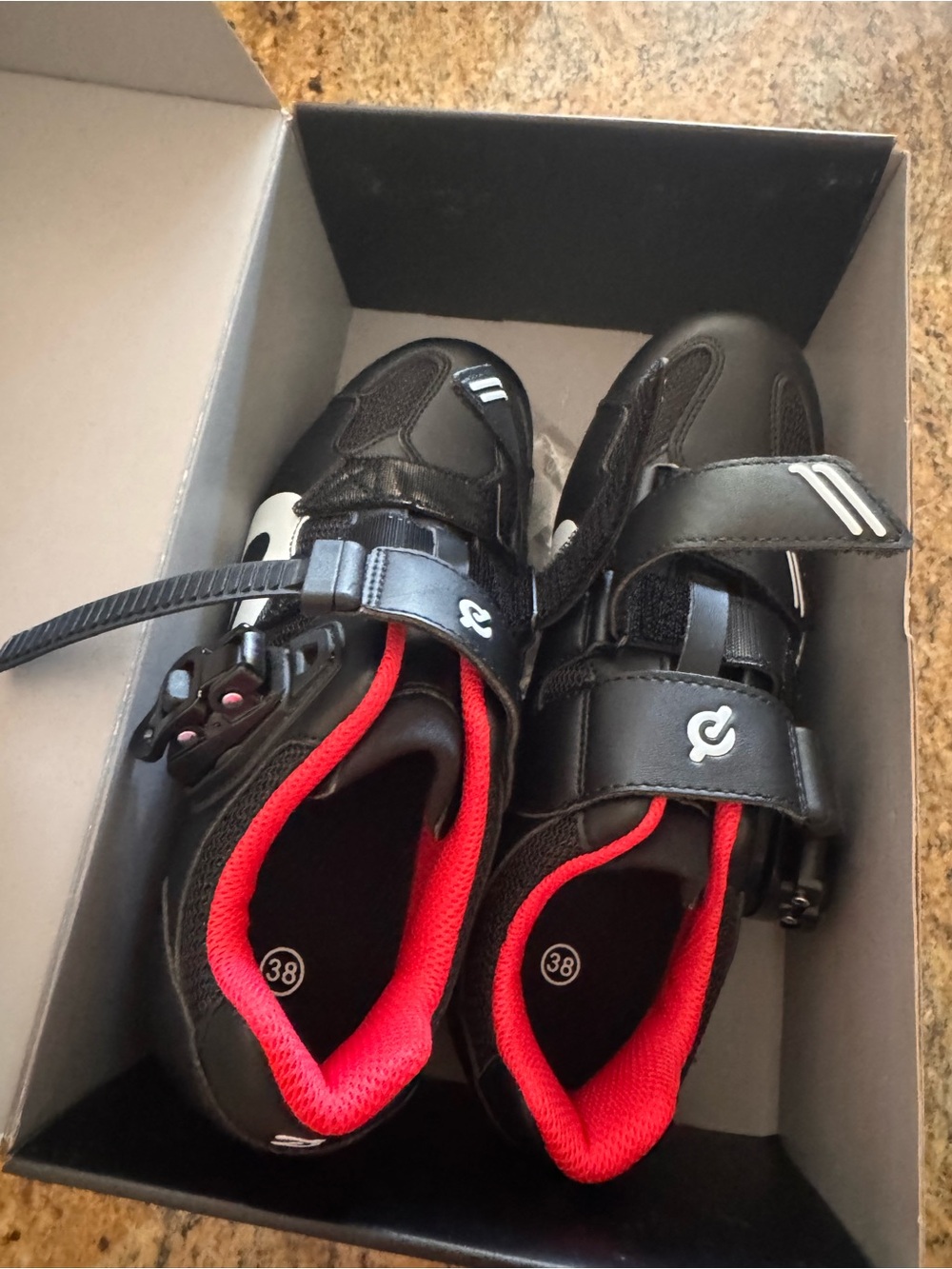 Peloton Black Athletic Shoes with Red Lining